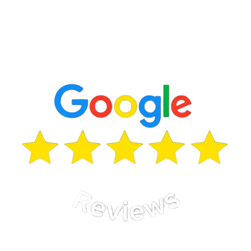 Google Reviews logo with colorful Google text and 5 yellow stars